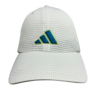 Athleisure Adidas White X-Static Performance Mesh Cap Adjustable Blue Green Logo